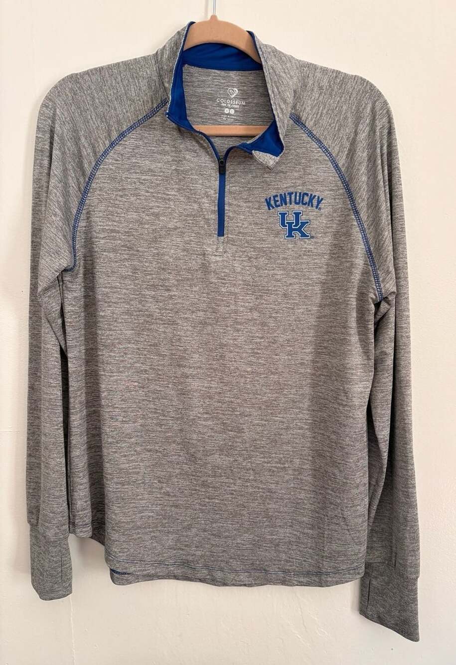 Kentucky Wildcats UK Colosseum Men’s XL 1/4 Zip Pullover Gray Blue